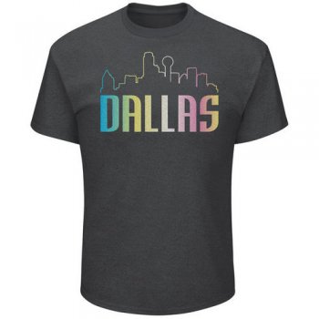 Dallas Mavericks Majestic Heather Charcoal Tek Patch Color Reflective Skyline T-Shirt