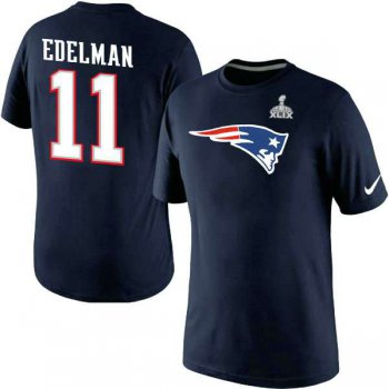 Nike New England Patriots #11 Julian Edelman Blue Superbowl Player Pride Name & Number T-Shirt