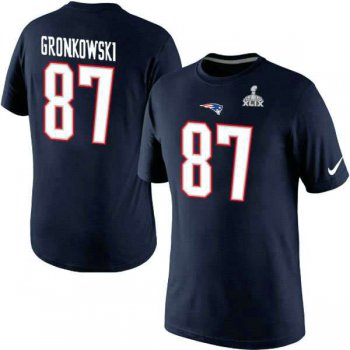 Nike New England Patriots #87 Rob Gronkowski Blue Superbowl T-shirt