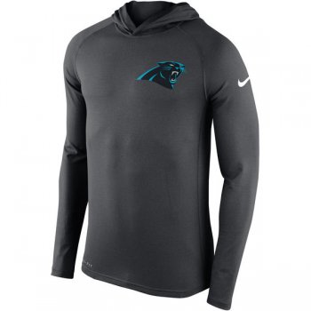 Men's Carolina Panthers Nike Charcoal Stadium Touch Hooded Performance Long Sleeve T-Shirt