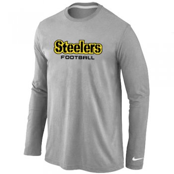 Nike Pittsburgh Steelers Authentic font Long Sleeve T-Shirt Grey