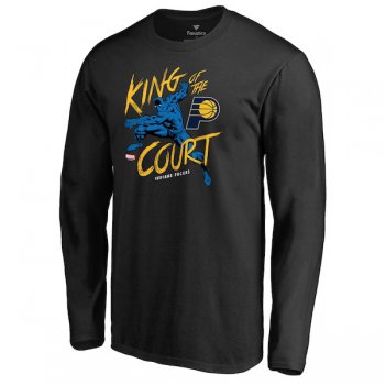 Men's Indiana Pacers Fanatics Branded Black Marvel Black Panther King of the Court Long Sleeve T-Shirt