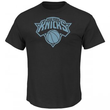 Men's New York Knicks Majestic Black Tek Patch Reflective T-Shirt