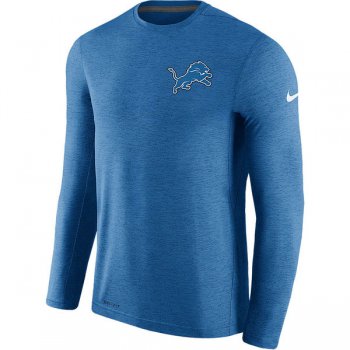 Men's Detroit Lions Nike Blue Coaches Long Sleeve Performance T-Shirt