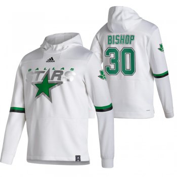Dallas Stars #30 Ben Bishop Adidas Reverse Retro Pullover Hoodie White