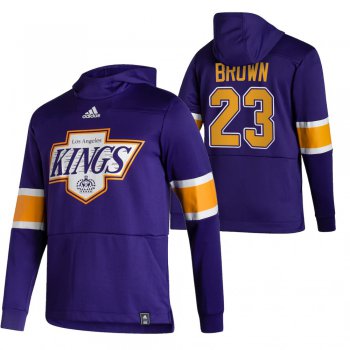 Los Angeles Kings #23 Dustin Brown Adidas Reverse Retro Pullover Hoodie Purple