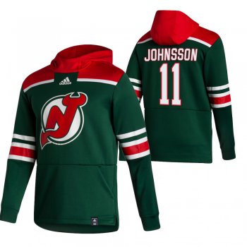 New Jersey Devils #11 Andreas Johnsson Adidas Reverse Retro Pullover Hoodie Green