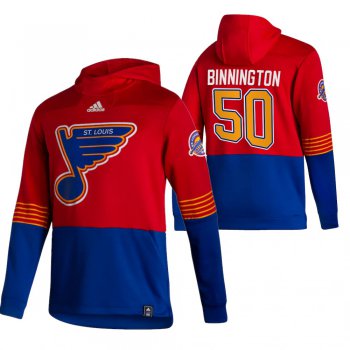 St. Louis Blues #50 Jordan Binnington Adidas Reverse Retro Pullover Hoodie Red