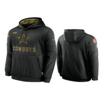 Men's Dallas Cowboys Black 2020 Salute to Service Sideline Performance Pullover Hoodie
