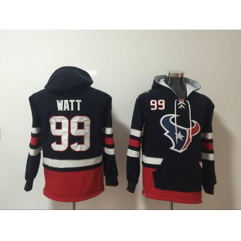 Men's Houston Texans #99 J.J. Watt NEW Navy Blue Pocket Stitched NFL Pullover Hoodie