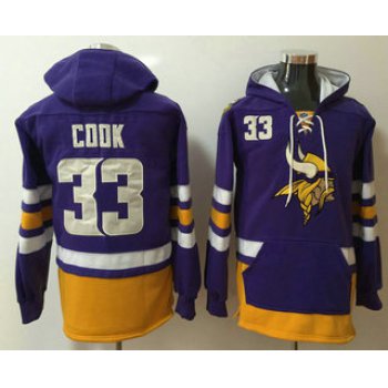 Men's Minnesota Vikings #33 Dalvin Cook NEW Purple Pocket Stitched NFL Pullover Hoodie