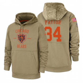 Chicago Bears #34 Walter Payton Nike Tan 2019 Salute To Service Name & Number Sideline Therma Pullover Hoodie