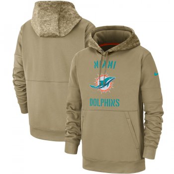 Men's Miami Dolphins Nike Tan 2019 Salute to Service Sideline Therma Pullover Hoodie