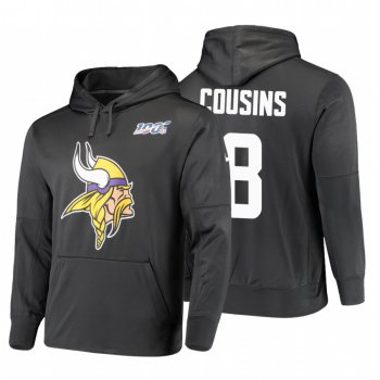 Minnesota Vikings #8 Kirk Cousins Nike NFL 100 Primary Logo Circuit Name & Number Pullover Hoodie Anthracite