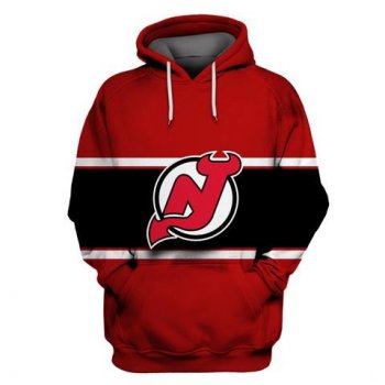 Men's New Jersey Devils Red All Stitched Hooded Sweatshirt