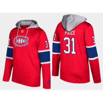 Adidas Montreal Canadiens 31 Carey Price Name And Number Red Hoodie