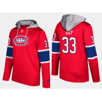 Adidas Montreal Canadiens 33 Patrick Roy Retired Red Name And Number Hoodie