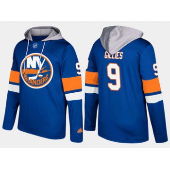Adidas New York Islanders 9 Clark Gillies Retired Blue Name And Number Hoodie