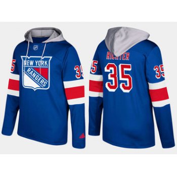 Adidas New York Rangers 35 Mike Richter Retired Blue Name And Number Hoodie