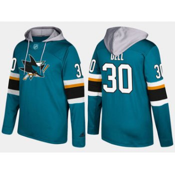 Adidas San Jose Sharks 30 Aaron Dell Name And Number Teal Hoodie