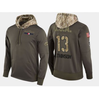 Nike Columbus Blue Jackets 13 Cam Atkinson Olive Salute To Service Pullover Hoodie