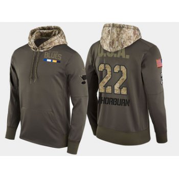 Nike St. Louis Blues 22 Chris Thorburn Olive Salute To Service Pullover Hoodie