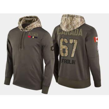 Nike Calgary Flames 67 Michael Frolik Olive Salute To Service Pullover Hoodie