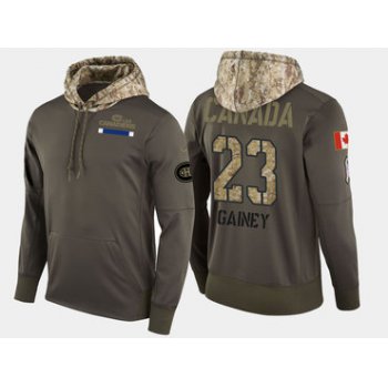 Nike Montreal Canadiens 23 Bob Gainey Retired Olive Salute To Service Pullover Hoodie