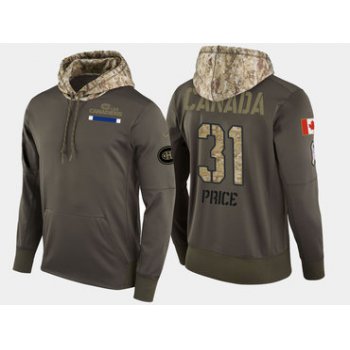 Nike Montreal Canadiens 31 Carey Price Olive Salute To Service Pullover Hoodie