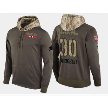 Nike New Jersey Devils 30 Martin Brodeur Retired Olive Salute To Service Pullover Hoodie