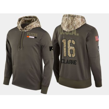 Nike Philadelphia Flyers 16 Bobby Clarke Retired Olive Salute To Service Pullover Hoodie