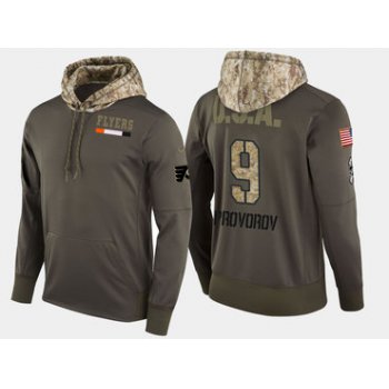 Nike Philadelphia Flyers 9 Ivan Provorov Olive Salute To Service Pullover Hoodie