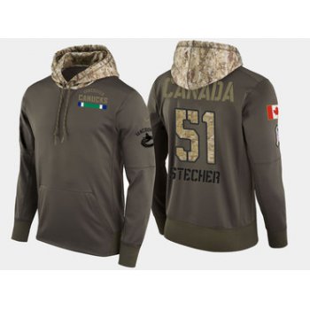 Nike Vancouver Canucks 51 Troy Stecher Olive Salute To Service Pullover Hoodie
