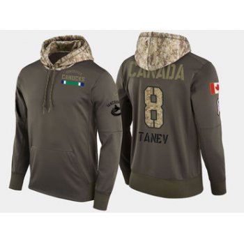 Nike Vancouver Canucks 8 Christopher Tanev Olive Salute To Service Pullover Hoodie