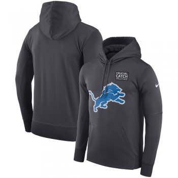 Men's Detroit Lions Nike Anthracite Crucial Catch Performance Pullover Hoodie