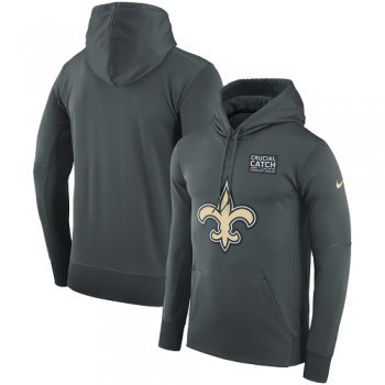Men's New Orleans Saints Nike Anthracite Crucial Catch Performance Pullover Hoodie