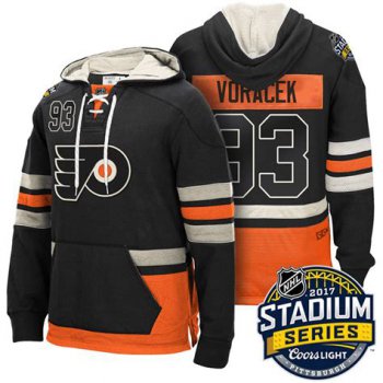 Men's Philadelphia Flyers #93 Jakub Voracek Black Name & Number Pullover NHL Hoodie