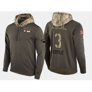 Nike Minnesota Wild 3 Charlie Coyle Olive Salute To Service Pullover Hoodie