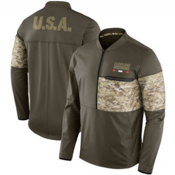 Nike Cleveland Browns Olive Salute to Service Sideline Hybrid Half-Zip Pullover Jacket