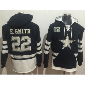Nike Dallas Cowboys #22 Emmitt Smith Navy Blue White Name & Number Pullover NFL Hoodie