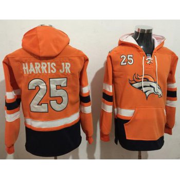 Nike Denver Broncos #25 Chris Harris Jr Orange Navy Blue Name & Number Pullover NFL Hoodie