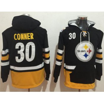 Nike Pittsburgh Steelers #30 James Conner Black Gold Name & Number Pullover NFL Hoodie