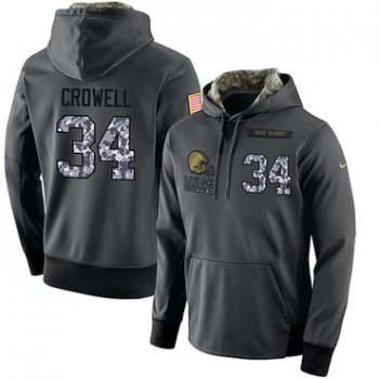 NFL Men's Nike Cleveland Browns #34 Isaiah Crowell Stitched Black Anthracite Salute to Service Player Performance Hoodie