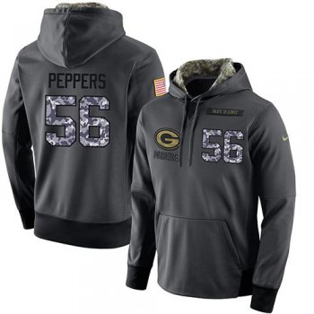 NFL Men's Nike Green Bay Packers #56 Julius Peppers Stitched Black Anthracite Salute to Service Player Performance Hoodie