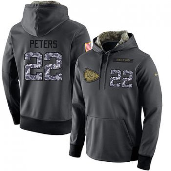 NFL Men's Nike Kansas City Chiefs #22 Marcus Peters Stitched Black Anthracite Salute to Service Player Performance Hoodie