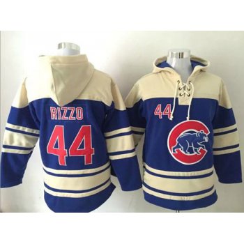Cubs #44 Anthony Rizzo Blue Sawyer Hooded Sweatshirt MLB Hoodie