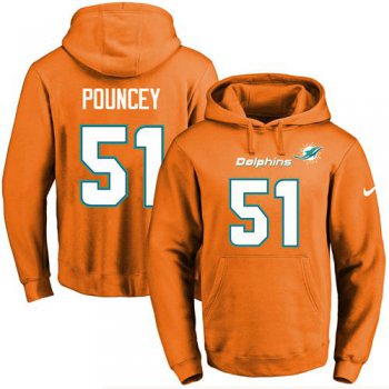 Nike Dolphins #51 Mike Pouncey Orange Name & Number Pullover NFL Hoodie