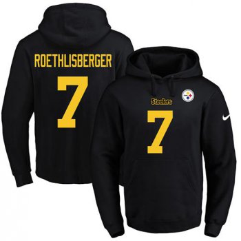Nike Steelers #7 Ben Roethlisberger Black(Gold No.) Name & Number Pullover NFL Hoodie