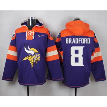 Nike Vikings #8 Sam Bradford Purple Player Pullover NFL Hoodie