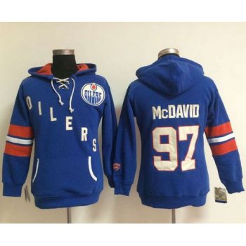 Edmonton Oilers #97 Connor McDavid Light Blue Women's Old Time Heidi NHL Hoodie